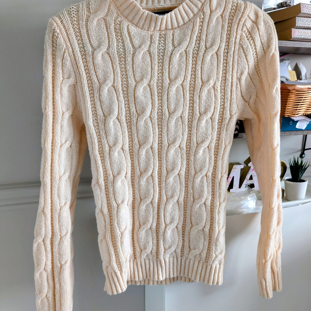 SHEIN Light Beige Cable Knit Sweater